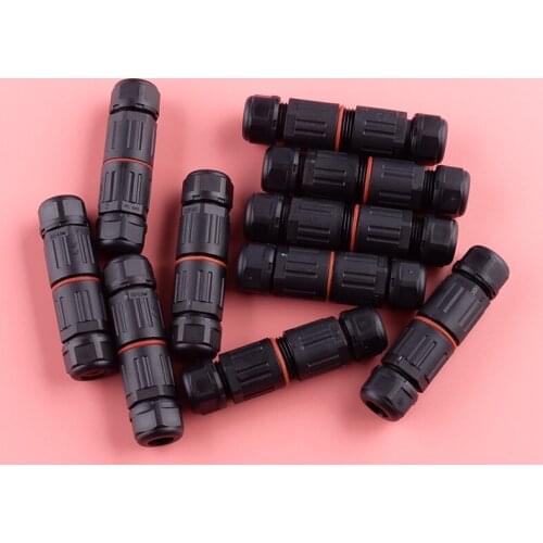 10pcs 3 Pin Inline Waterproof IP68 Junction Box Connector Electric Cable Wire Plug Socket Outdoor
