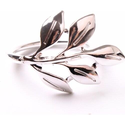 12PCS/metal leaf gold and silver napkin ring for wedding banquet prayer family gathering table decoration free shipping