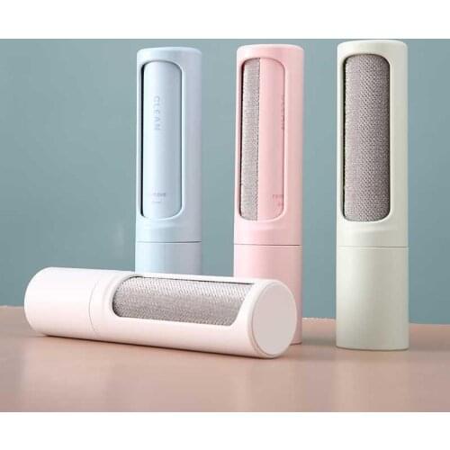 2-1 Reusable Pet Hair Remover Brush Lint Roller Portable Effective Self Cleaning Cat Dog Fur Hair Dust Removal Brush for Clothes
