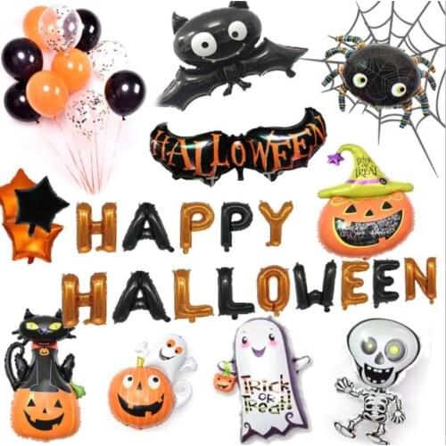 2021 Mini Halloween Pumpkin Ghost Balloons Decorations Spider Foil Balloons Inflatable Toys Bat Globos Halloween Party Supplies