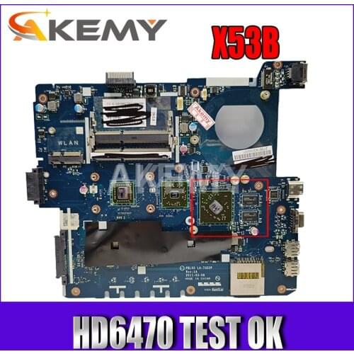 Akemy K53BR Motherboard For ASUS X53B K53BY K53BR X53BY LA-7322P laptop Motherboard K53B Mainboard HD6470