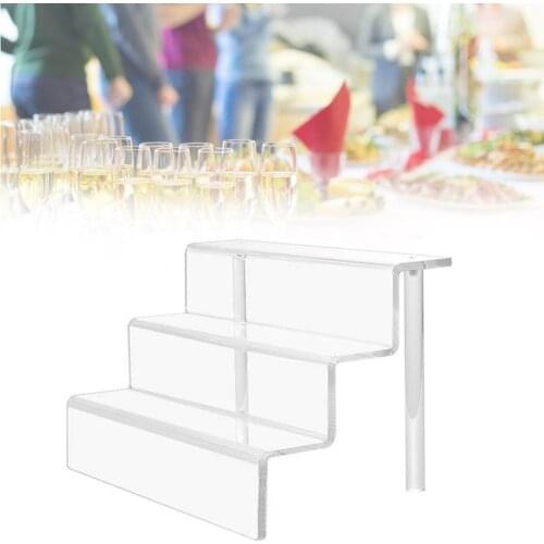Acrylic Riser Display Shelf for Figures, Cupcakes Stand for Cabinet, Countertops, Table - 3-Tier, Clear