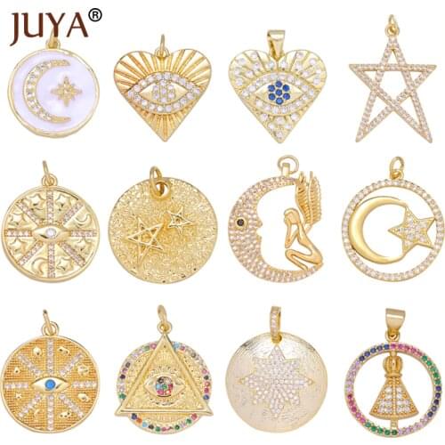JUYA Fashion Star Moon Charm Badge Necklace Pendant For Jewelry Making Luxurious Charms Evil Eye Pendants Supplies for Bracelets