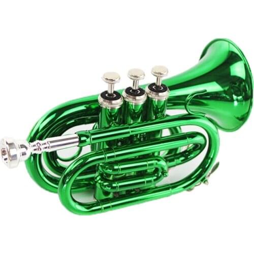 B Flat Pocket Palm Trumpet Instrument Black Lacquered gold key Brass Beginner Instrument Music Instrument BS14