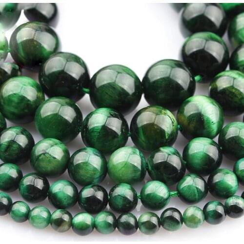 15"(38cm) Strand Round Natural Green Tigers Eye Stone Rock 4mm 6mm 8mm 10mm 12mm Beads lot for Jewelry Making DIY Bracelet