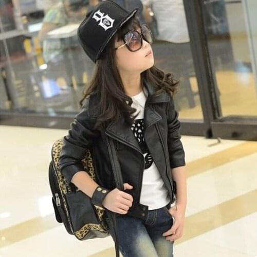 Kids Clothes PU Leather Girls Jackets Children Outwear For Baby Girls Boys Zipper Clothing Coats Costumeleather jacket