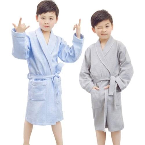 Girls Bathrobe Kids Hooded Robe Boys Sleepwear Children Pajama Robes for Girl Bathrobes Cotton Baby Bath Robe Infant Home Wear