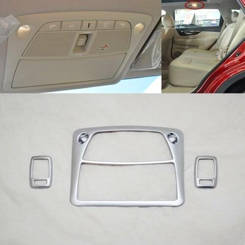 For Nissan X-Trail Rogue 2014 2015 3pcs ABS Chrome Car Interior Reading Light Lamp Cover Trim Molding Accessories
