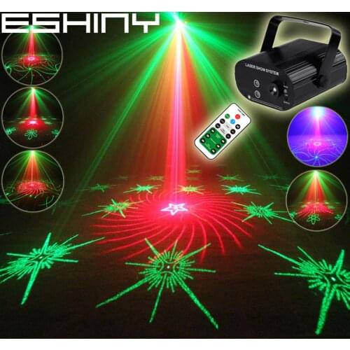 ESHINY Mini Remote R&G Laser 64 Patterns Projector Gobo Bar DJ Dance Disco School Home Party Effect Lighting Light Show N6T137