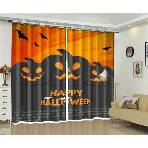 European Blackout Curtains Halloween series Pumpkin lantern 3D Window Curtain For The Living room Bedroom Photo Drapes