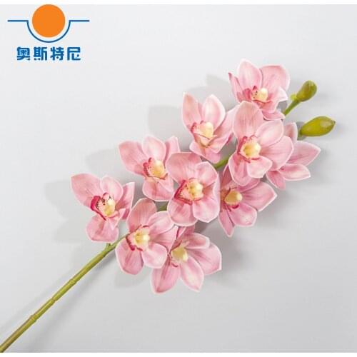 1pcs pink color artificial Cymbidium orchid bouquets&Cymbidium faberi artificial bouquets&artificial Cymbidium grandiflorium