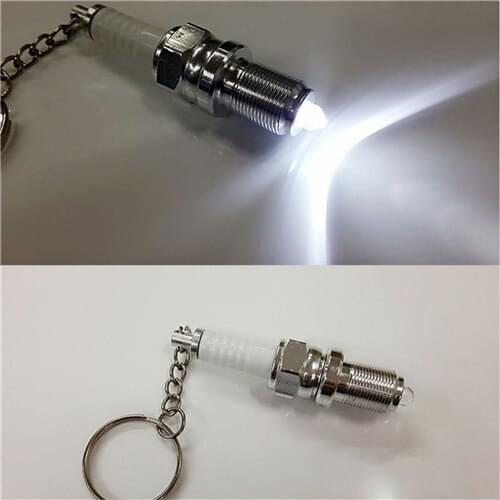 JINHF 1Pcs Casual LED Key Chain Spark Plug Key Chain Keychain Car Parts Keyring Car Styling Accessories Decoration