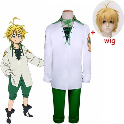 Anime The Seven Deadly Sins Cosplay Meliodas Uniform Costume Complete Outfit Tops + Pants Suit Halloween Party Costume