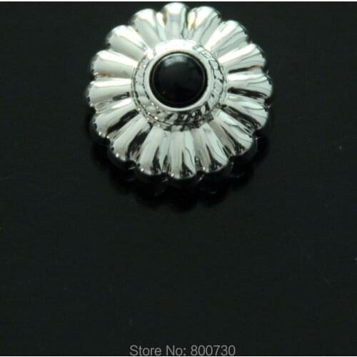 KB308) 10pc 5/8'' Jumo Turquoise Stone Concho Sterling-Silver w/ Black Stone Japan-Model Leather Saddle Tack Belt