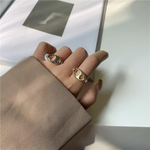 GSOLD New Simple Fashion Pig Nose Opening Metal Ring Hip Hop Geometric Small Oval Lovely Finger Ring Women Party Jewelry Gifts