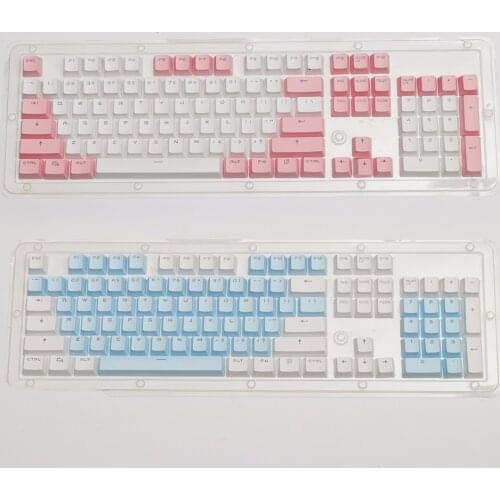 104 Keys PBT Keycaps OEM Profile Laser Printing Blue Pink White Gray Purple Yellow Gold Cyan for Gaming Mechanical Keyboard Caps