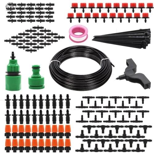 MUCIAKIE 25M Garden Watering System Kits Misting Cooling Kits 4mm PVC Hose Misting Sprinkler Nozzle Micro Drippers Connecter Fit