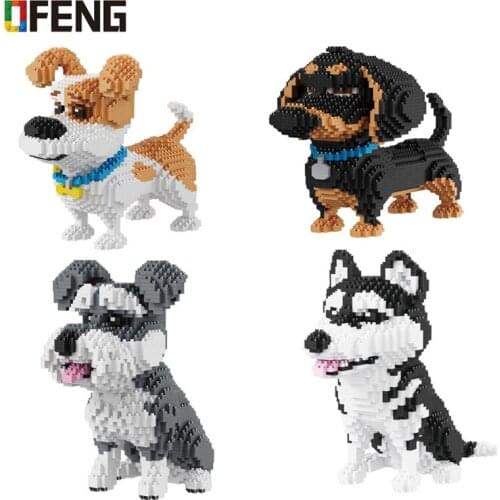 Cartoon Dog Mini balody Dachshund Model Block Building Assembly brinquedos Brick Educational Toy For Children Gifts 16014