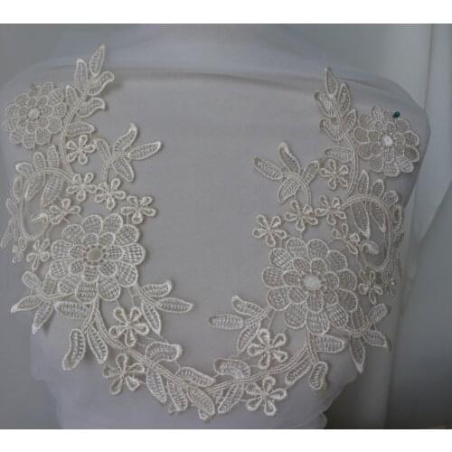 Leaf Pattern Champagne Venice Lace Trim, Embroidered Floral Wedding Dress Lace, Lace Applique For Sewing Craft/Costume Design