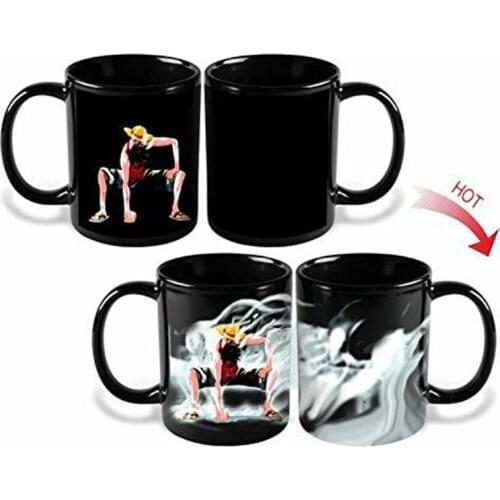 One Piece Hot Changing Color Coffee Mug Mark Heat Reactive Tea Milk Copo Magic Ceramic Luffy Drinkware