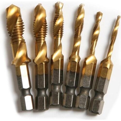 M3/M4/M5/M6/M8/M10 Metric Titanium Sprial Screw Tap Drill Bit Right Hand HSS