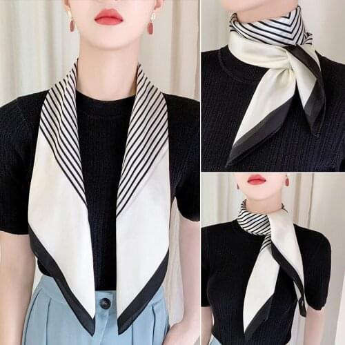 Fashion Bandana Head Scarf For Women Silk Satin Kerchief Small Neck Scarfs For Ladies 70*70cm Square Headband Shawl Bag Scarves