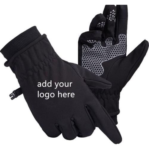 Customize Your Logo Men Outdoor Skiing Gloves Waterproof Windproof Mittens Silicon Antiskid Touch Screen Full Finger Gloves
