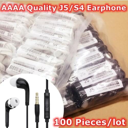 100pcs/lot Wholesale lots Mobile Phone Earbuds Hands-Free Earphone For Samsung S4 J5 N7100 Earphones With Mic Music Control