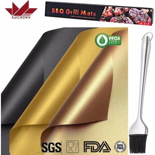 New 5 Sets PTFE Reusable BBQ Grill Mat Pad Sheet Easy To Clean Nonstick Baking liner 0.2mm Cooking Tools Outdoor BBQ Accessories