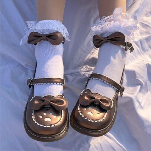 Lolita Footwear Female Shoes Flats Bow Round Head Japanese Sweet Lolita Uniform Anime Jk Cosplay Sweet Loli Luxury Flats Shoes