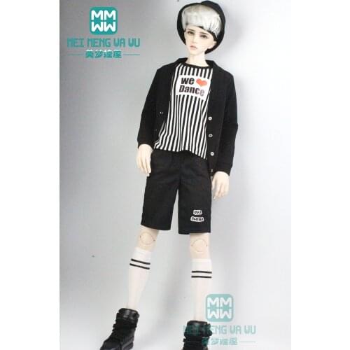 BJD doll clothes fits 68-80cm BJD uncle fashion Striped T-shirt, cardigan, sports shorts