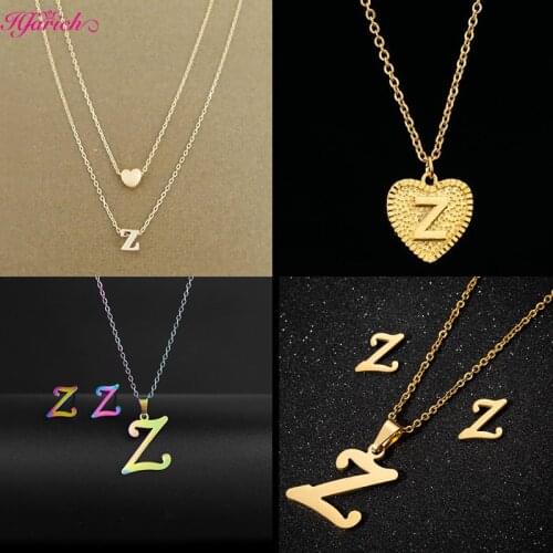 26 Initial Letter Necklace Gold Silver Color Alphabet Pendants Necklaces Stainless Steel Jewelry for Women Girl Birthday Gift