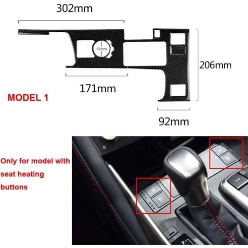 Car Carbon Fiber Center Control Gear Shift Panel with Seat Heating Buttons Cover Trim Fit For Lexus IS250 IS300
