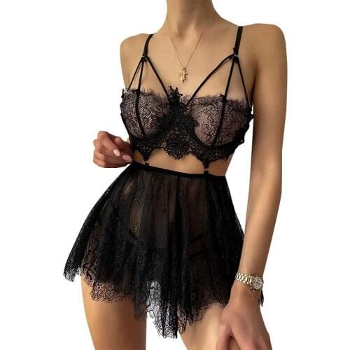 Dresses and hot womens sexy lace suspender skirt fun solid color suit women