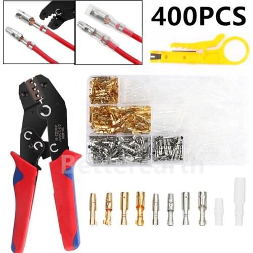 400PCS Bullet Terminals Car Auto Motorcycle Crimp Terminals Electrical Wire Connectors Bullet Connectors SN48B Crimping Kit