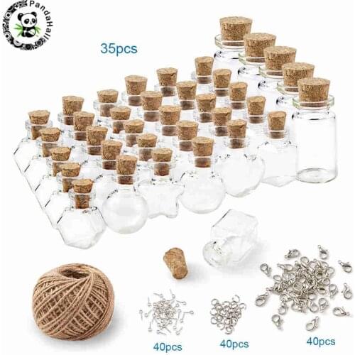 DIY Glass Wishing Bottles with Tampions Alloy Lobster Clasps Iron Screw Eye Pin Bail Peg and Hemp Cord Twine String, Mixed