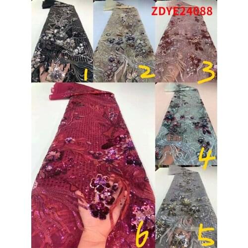 Fine Embroidery Applique French Tulle Mesh Lace Sequins 2021 African Net Lace Fabric ZDY08
