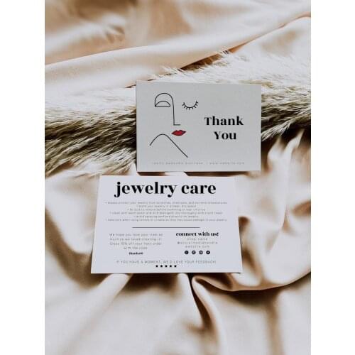 EDITABLE Jewelry Care Card Template Business Thank You Card Printable Thanks For Your Purchase Card Template Package Insert Card
