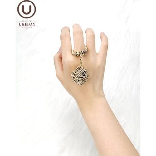 UKEBAY New Designer Luxury Jewelry Women Gold Rings Pendant Accessories Handmade Wedding Rings Goth Geometric Ring Gift Lover