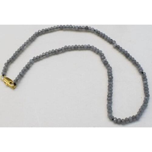 Wow! gray jade faceted roundel 4*2mm chocker necklace 15.5inch wholesale beads FPPJ for lady gift