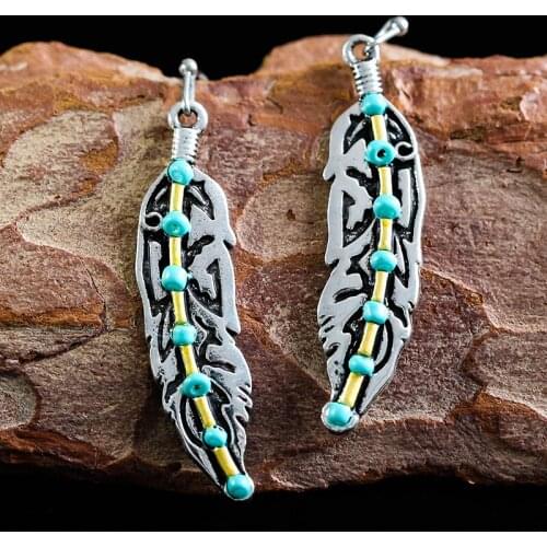 Vintage Long Feather Drop Earrings for Women Ethnic Boho Dangle Tribe Wedding Hook Earring Jewelry Accessories Gift Wholesale