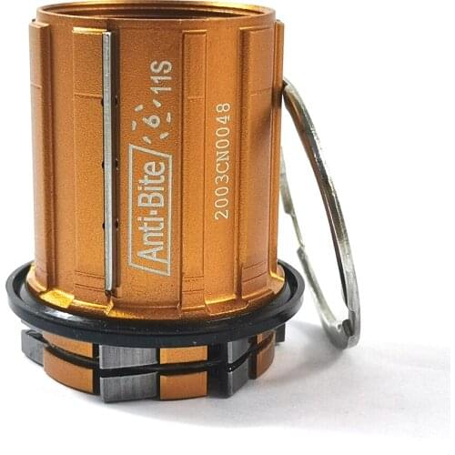 Bitex RAR9 Rear Hub Cassette Body 6 Pawls ABG 11 speed Freehub Anti-Bite Replacement Free Hub 9s 10s 11s with Spacer Gold Color