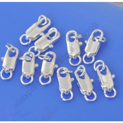 Design Jewelry Findings 50PCS Real 925 Sterling Silver Lobster Clasps For Necklace Bracelet With Opening 2 Jump Rings