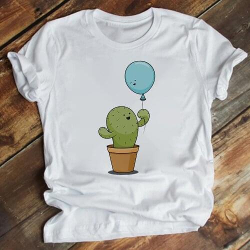 Little blue balloon Cactus Women T-shirts T shirt Women dynamic Camiseta Mujer Streetwear Tee shirt Feminino 2021 Arrivals