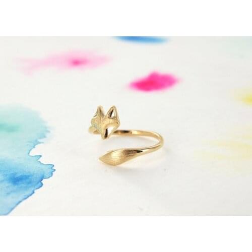 Cute pussy Adjustable Cat Ring Lovely Cat Tail Rings Simple Animal Kitty Rings for women Ladies Wedding lucky blessing jewelry