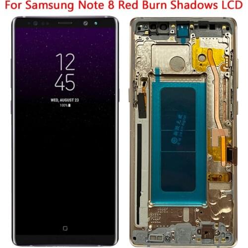 6.3'' N950F LCD For Samsung Note 8 Display Touch Screen Frame For Galaxy Note 8 SM-N950U N9500 N950FD LCD With Red Burn Shadows