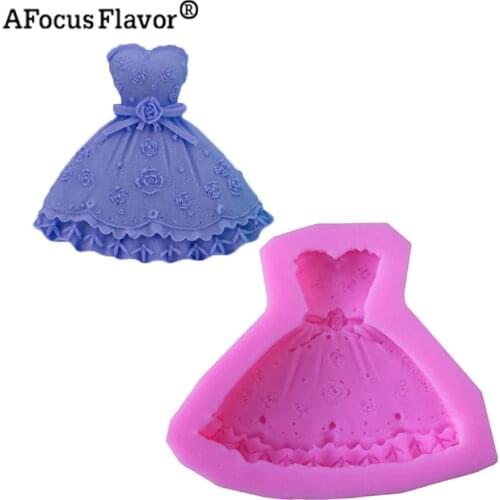 1 Pc Princess Dress 3d Shape Cake Mold Chocolate Silicone Mold Soap Fondant Cake Decoration Tools For Kitchen Baking Stencil