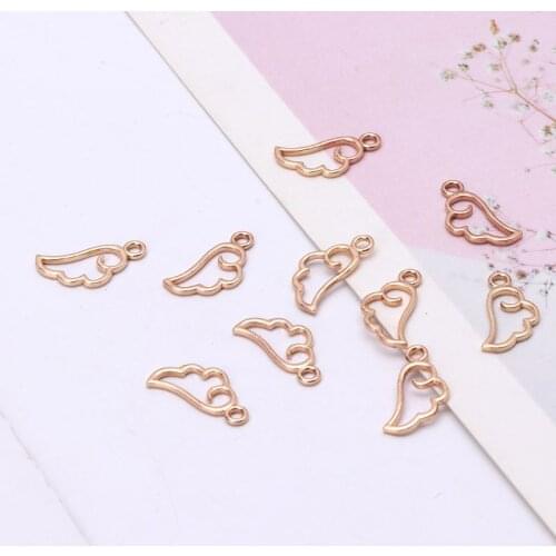 10Pcs Angel Wing Metal Frame Pendant Open Bezel Setting UV Resin Jewelry Charm A0KD