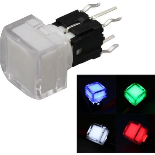 10Pcs TS5-2 Square Transparent Cover Led Light Momentary Push Button Switch SPST