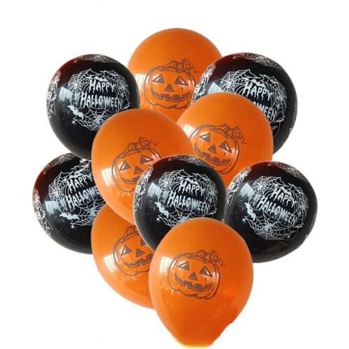 100pcs Halloween 12" Horror Scary Household Pumpkin Spider Latex Balloon Black Orange Party Supplies Masquerade Decoration